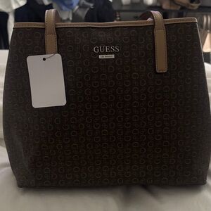 Guess Monogram Brown Tote Bag